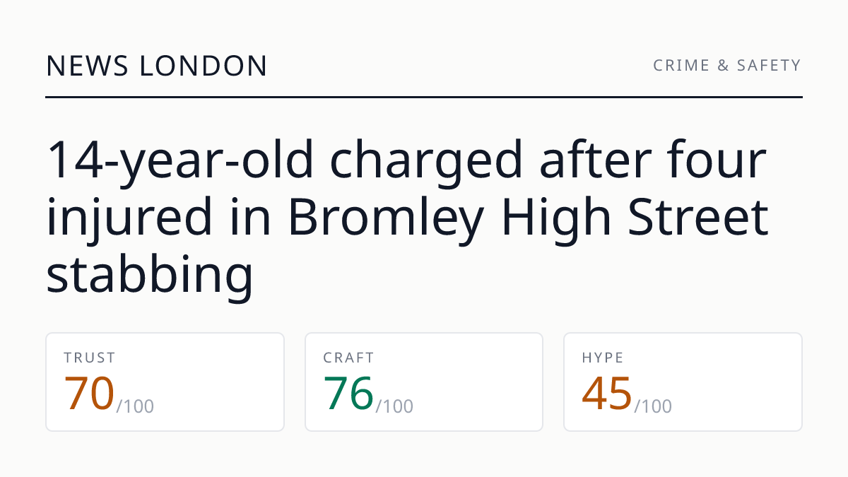14‑year‑old charged after four injured in Bromley High Street stabbing
