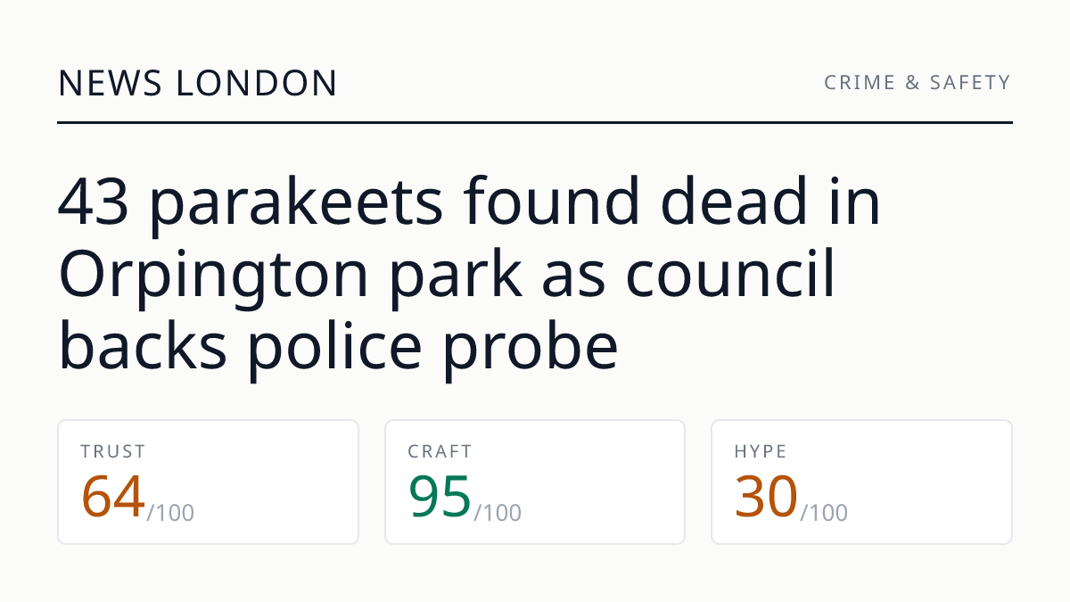 43 parakeets found dead in Orpington park as council backs police probe