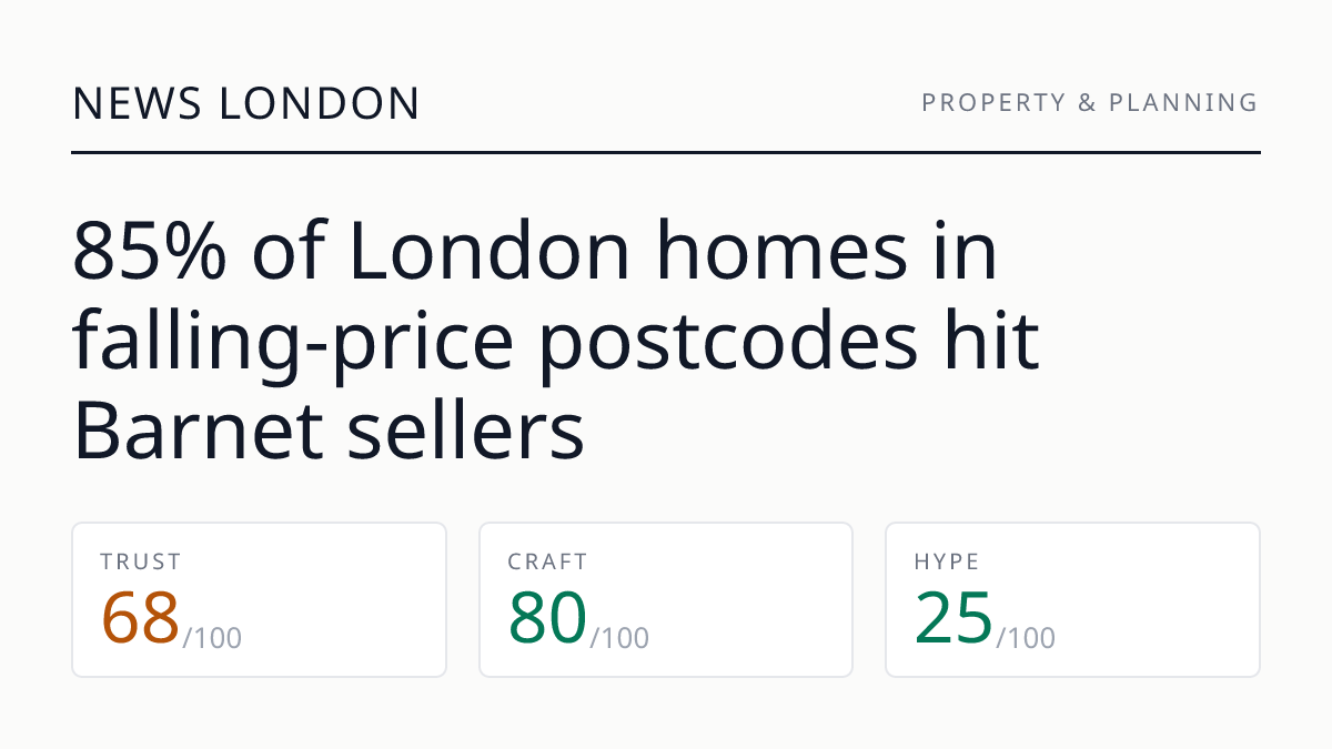 85% of London homes in falling‑price postcodes hit Barnet sellers