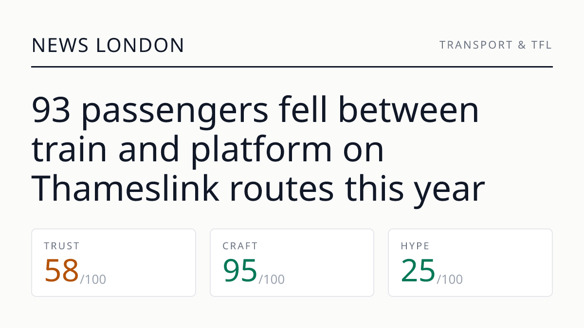 93 passengers fell between train and platform on Thameslink routes this year