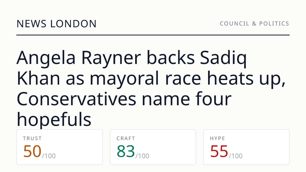 Angela Rayner backs Sadiq Khan as mayoral race heats up, Conservatives name four hopefuls