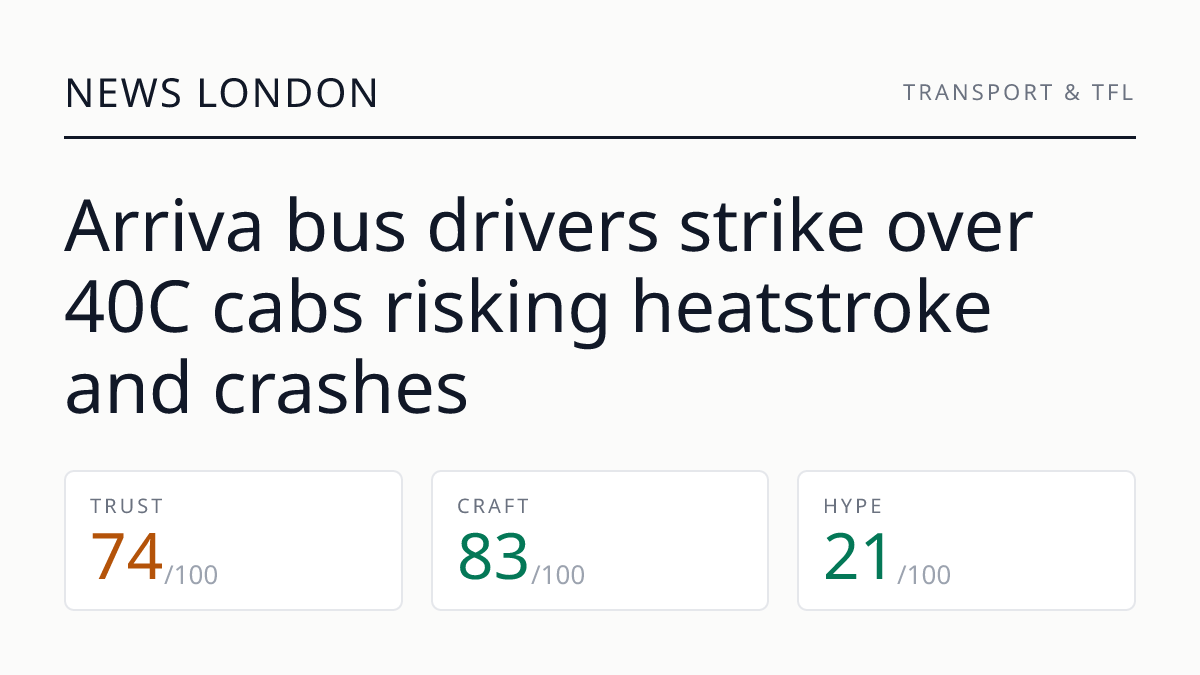 Arriva bus drivers strike over 40C cabs risking heatstroke and crashes
