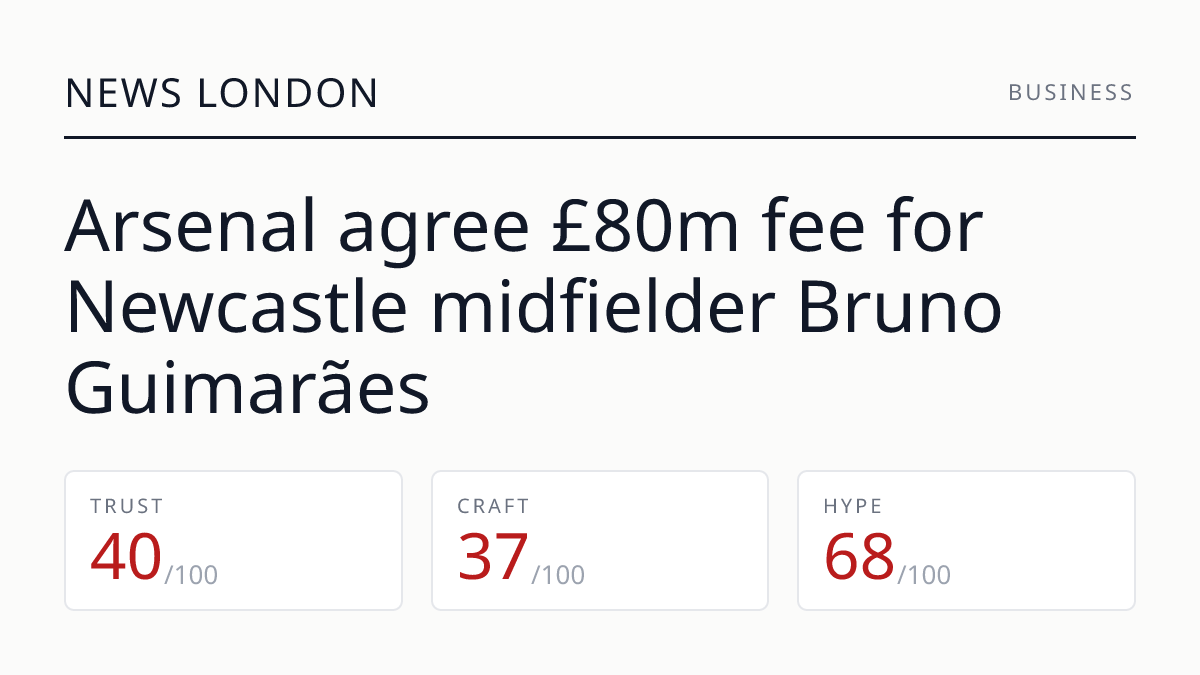 Arsenal agree £80m fee for Newcastle midfielder Bruno Guimarães