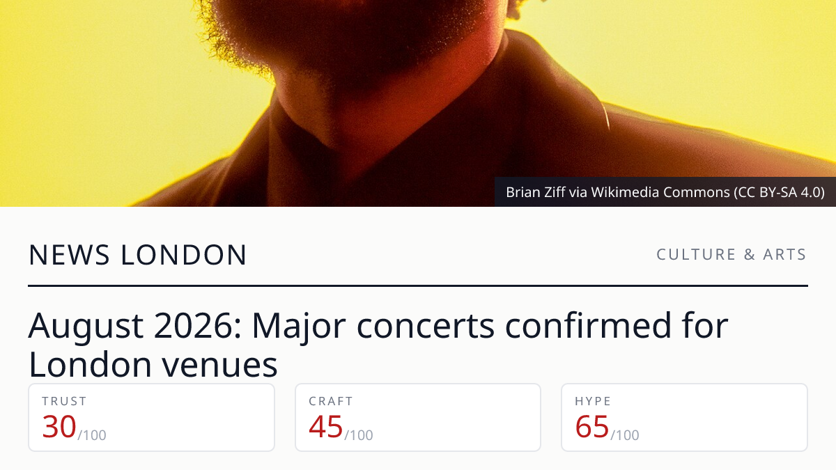 August 2026: Major concerts confirmed for London venues