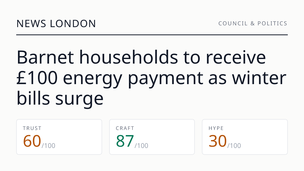 Barnet households to receive £100 energy payment as winter bills surge