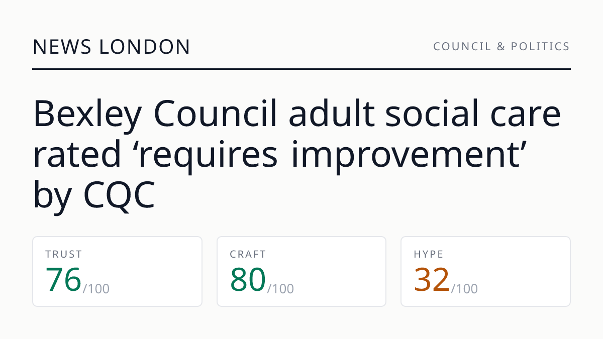 Bexley Council adult social care rated ‘requires improvement’ by CQC