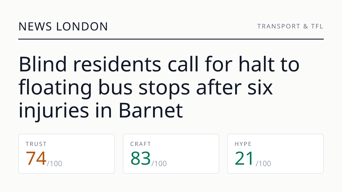 Blind residents call for halt to floating bus stops after six injuries in Barnet