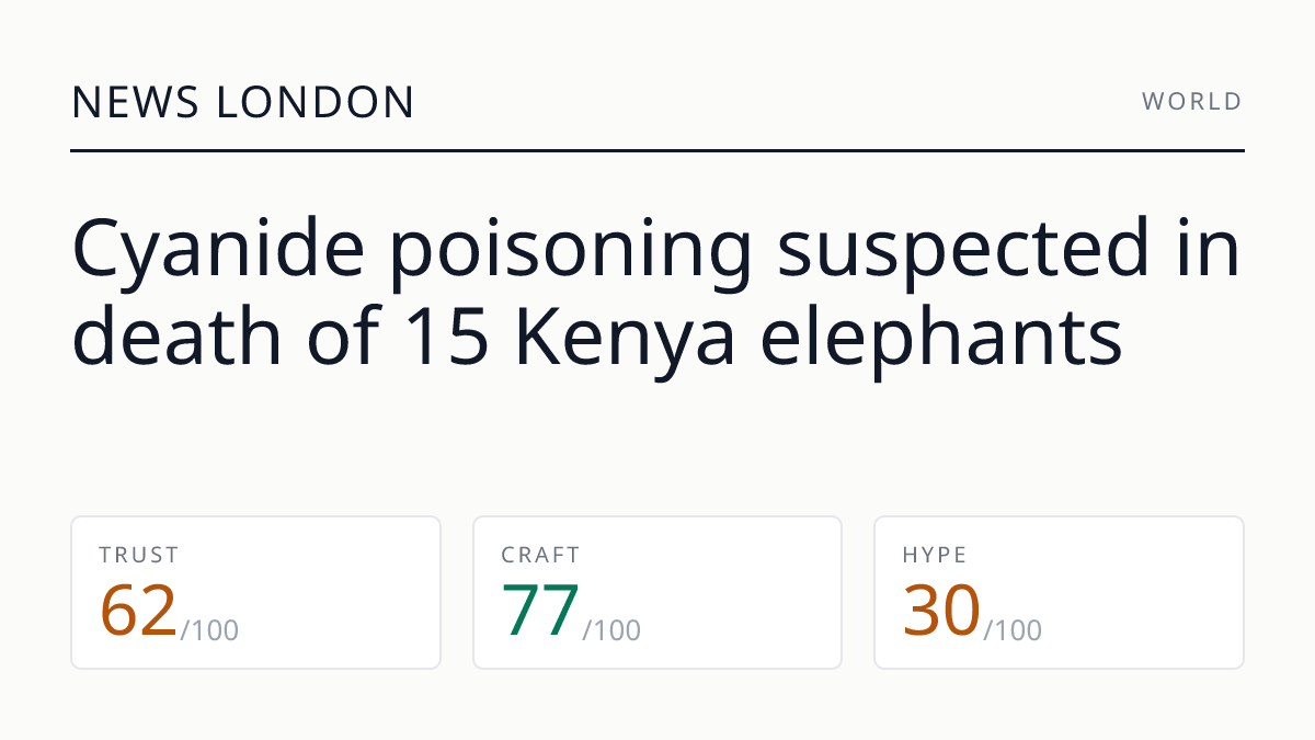 Cyanide poisoning suspected in death of 15 Kenya elephants
