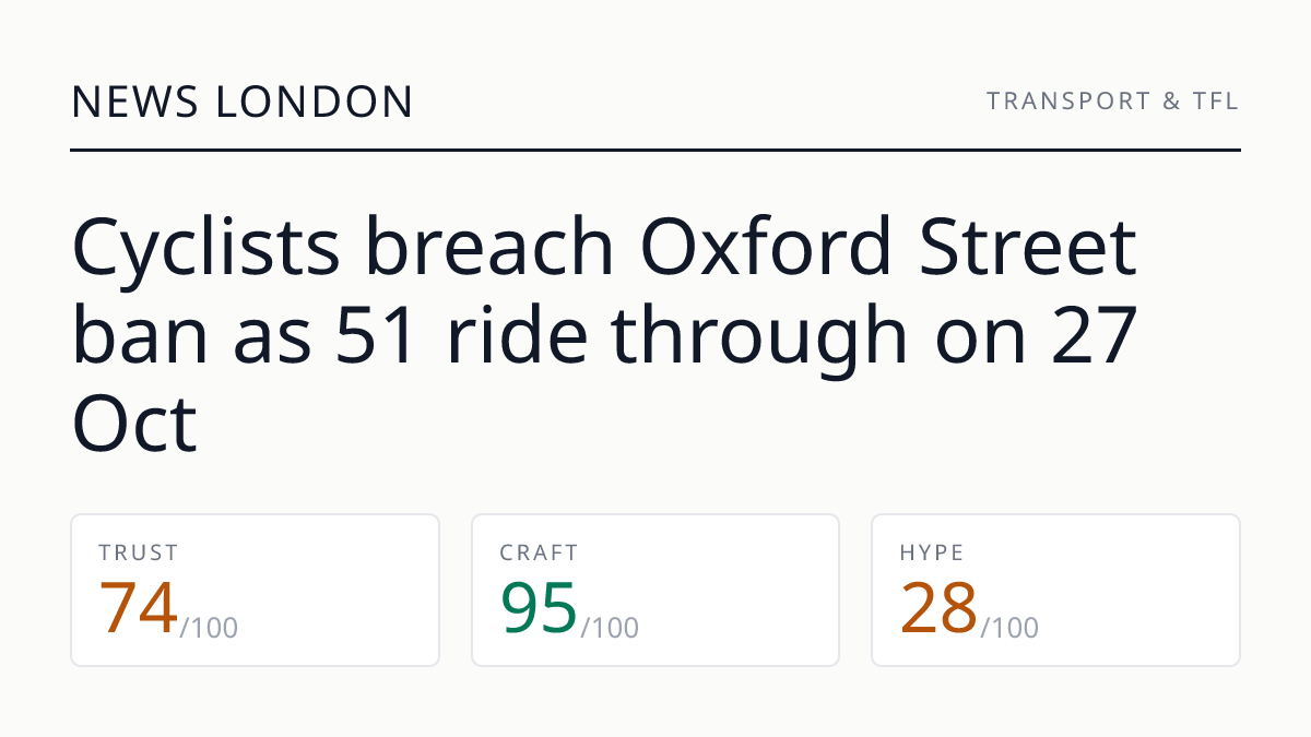 Cyclists breach Oxford Street ban as 51 ride through on 27 Oct