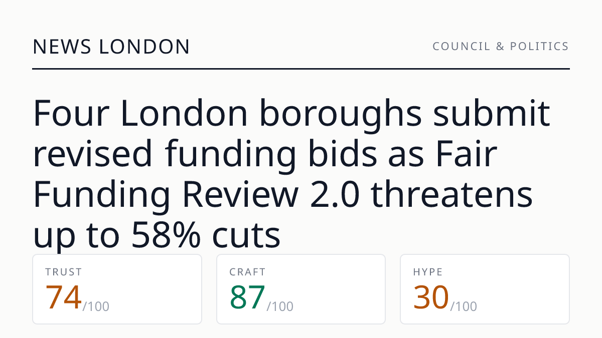 Four London boroughs submit revised funding bids as Fair Funding Review 2.0 threatens up to 58% cuts