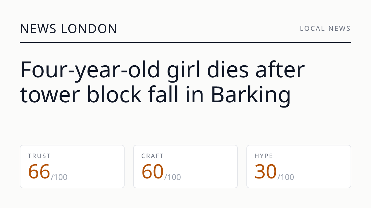 Four-year-old girl dies after tower block fall in Barking