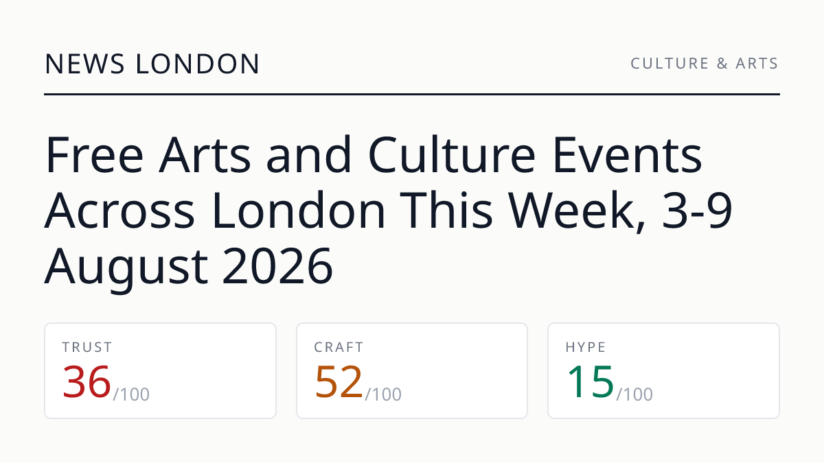 Free Arts and Culture Events Across London This Week, 3-9 August 2026