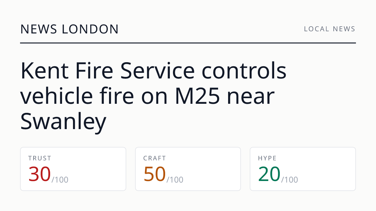 Kent Fire Service controls vehicle fire on M25 near Swanley