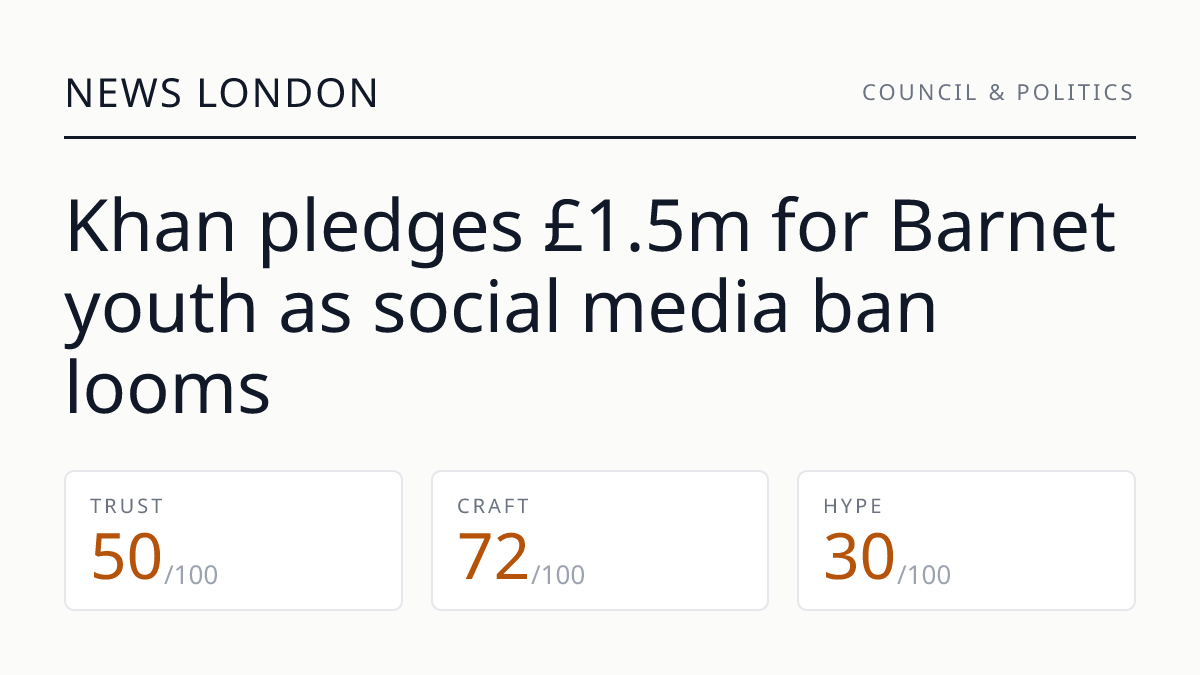 Khan pledges £1.5m for Barnet youth as social media ban looms