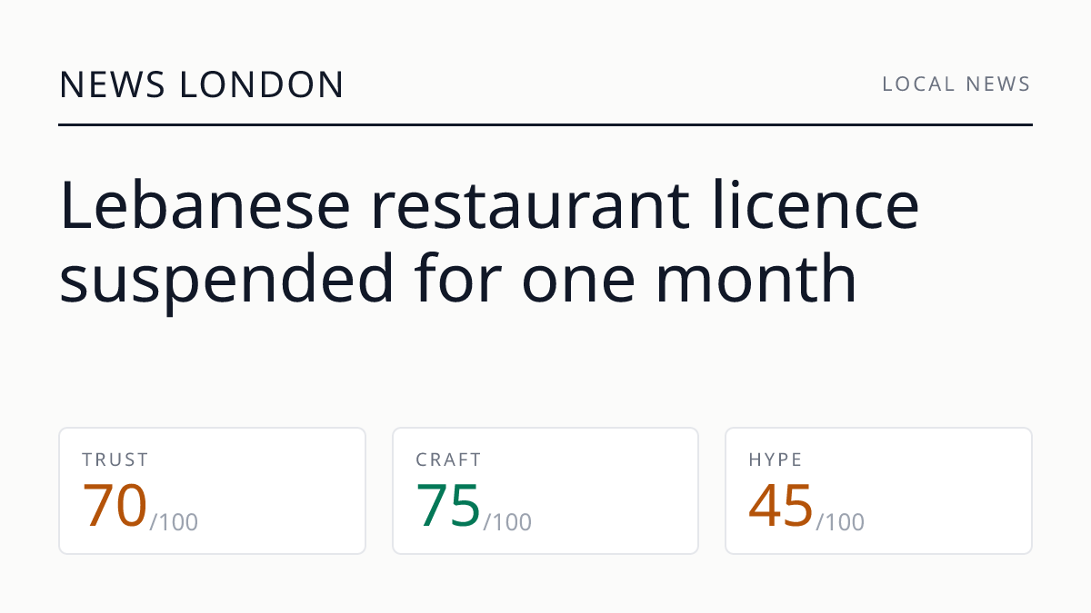 Lebanese restaurant licence suspended for one month