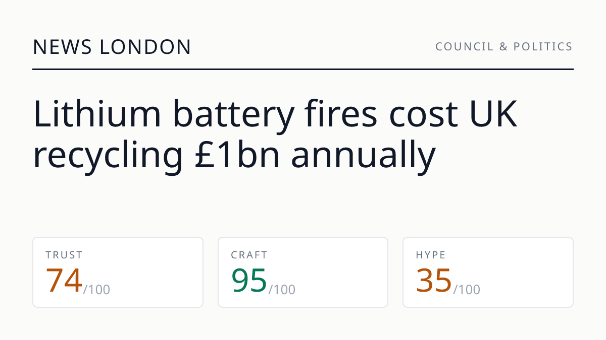 Lithium battery fires cost UK recycling £1bn annually
