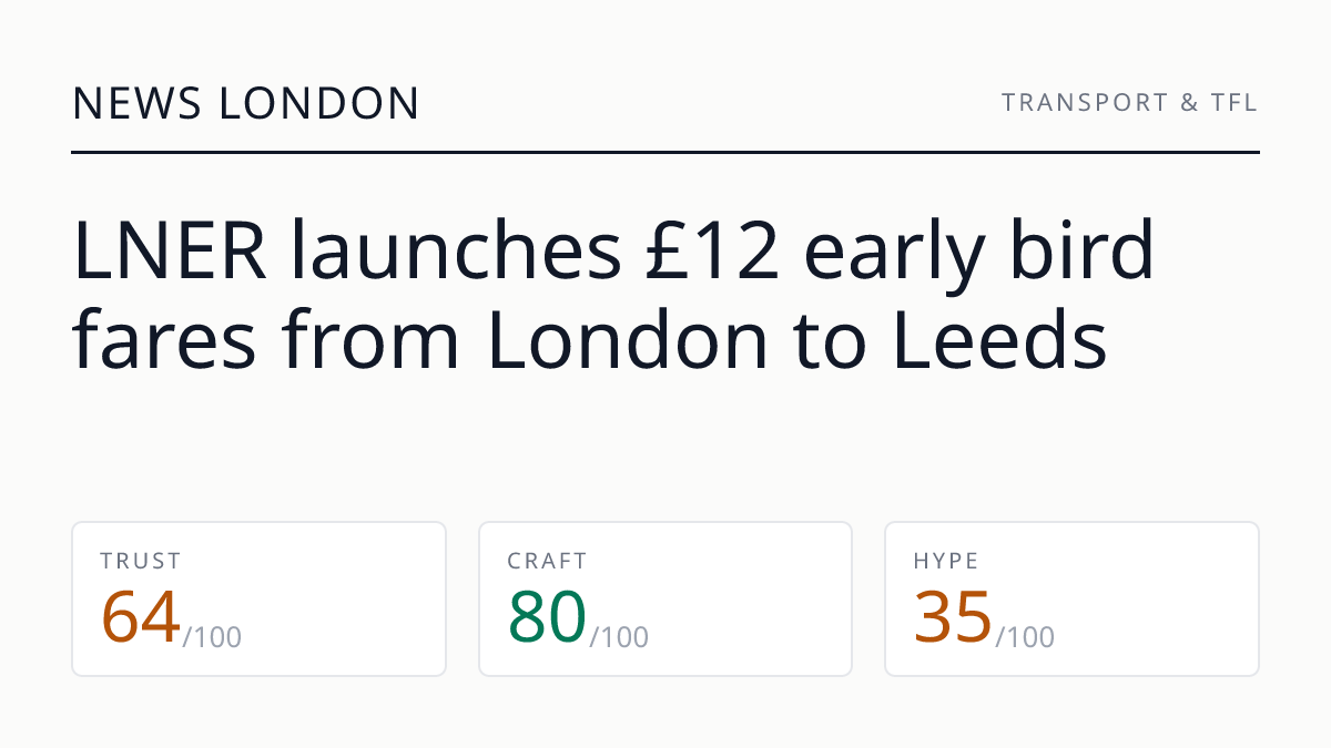 LNER launches £12 early bird fares from London to Leeds