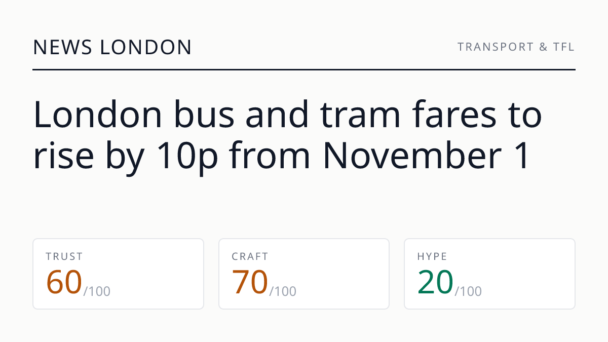 London bus and tram fares to rise by 10p from November 1