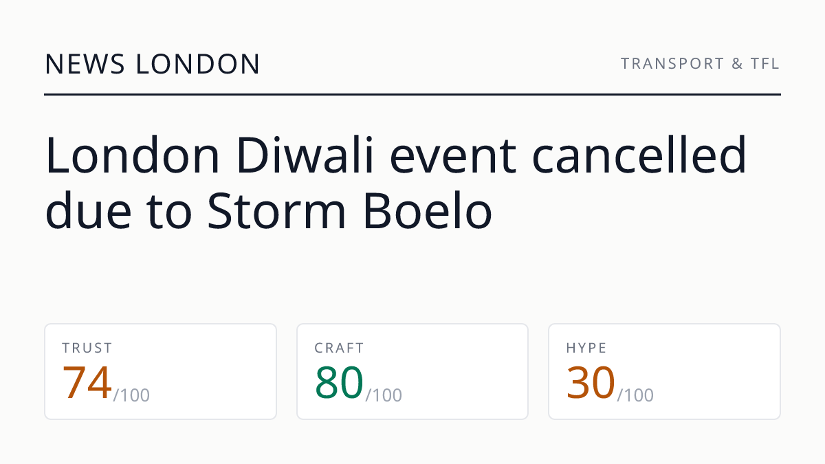 London Diwali event cancelled due to Storm Boelo