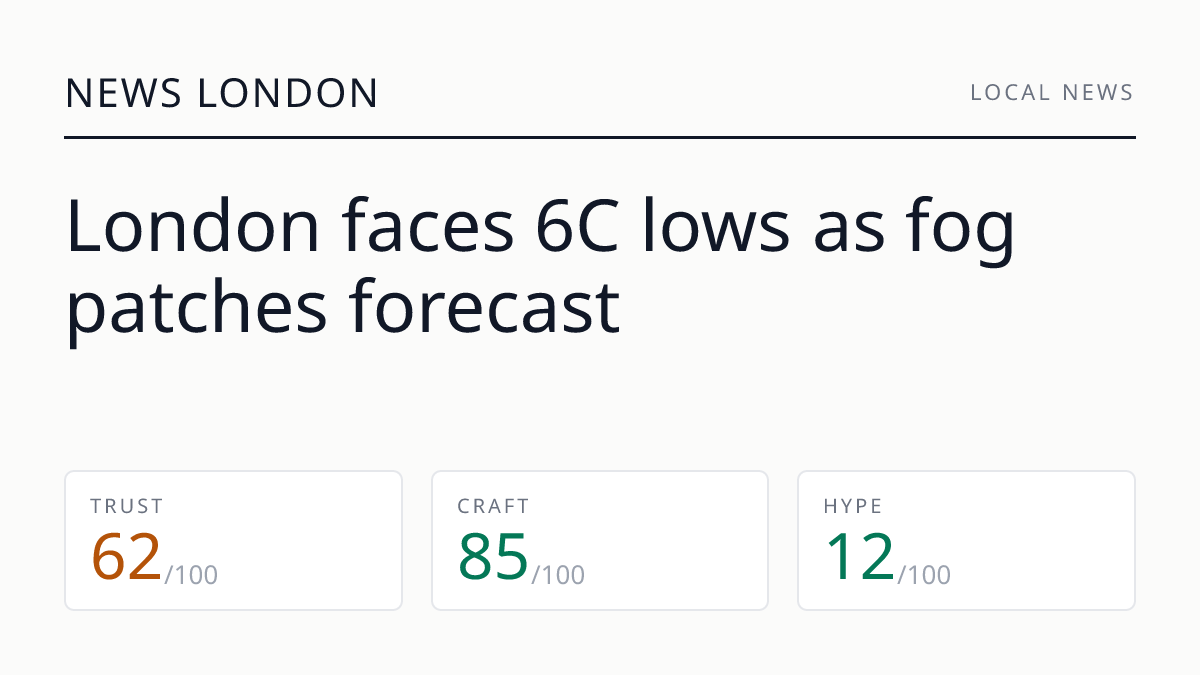 London faces 6C lows as fog patches forecast