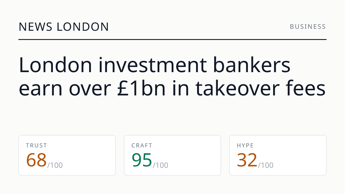 London investment bankers earn over £1bn in takeover fees