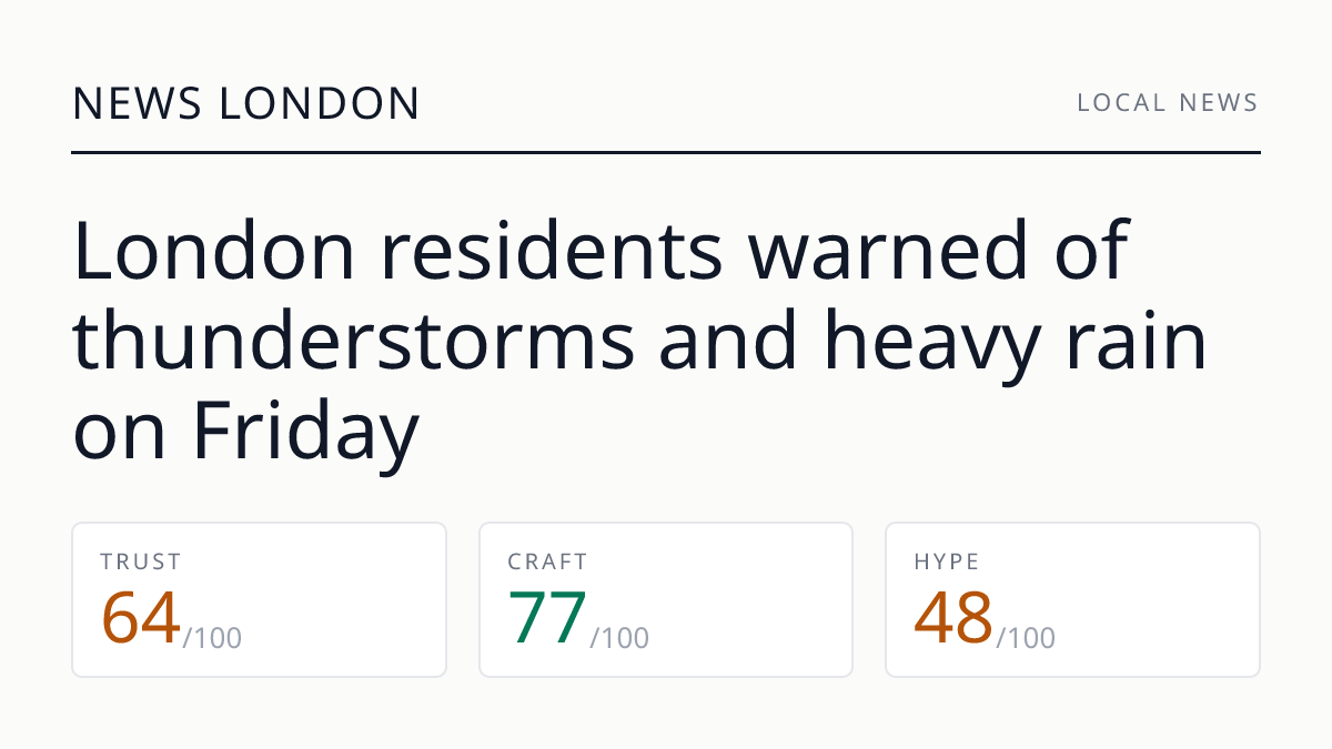 London residents warned of thunderstorms and heavy rain on Friday