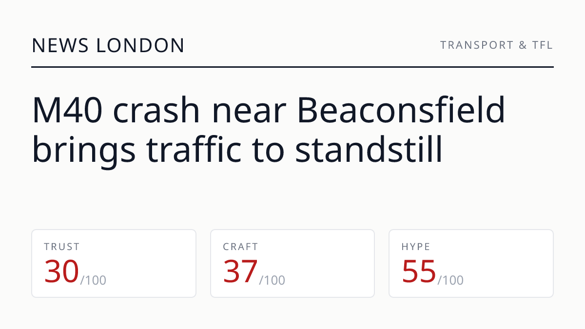 M40 crash near Beaconsfield brings traffic to standstill