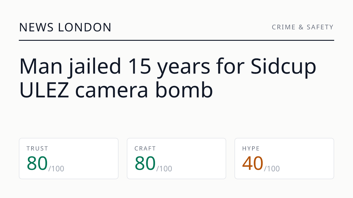 Man jailed 15 years for Sidcup ULEZ camera bomb