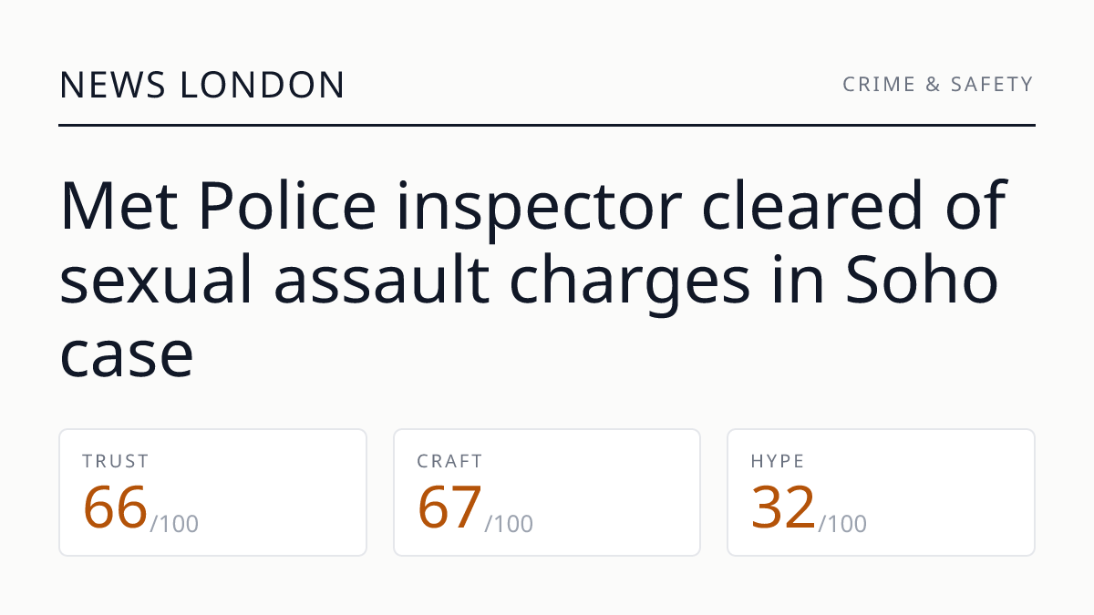 Met Police inspector cleared of sexual assault charges in Soho case