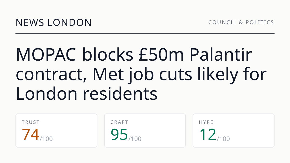 MOPAC blocks £50m Palantir contract, Met job cuts likely for London residents