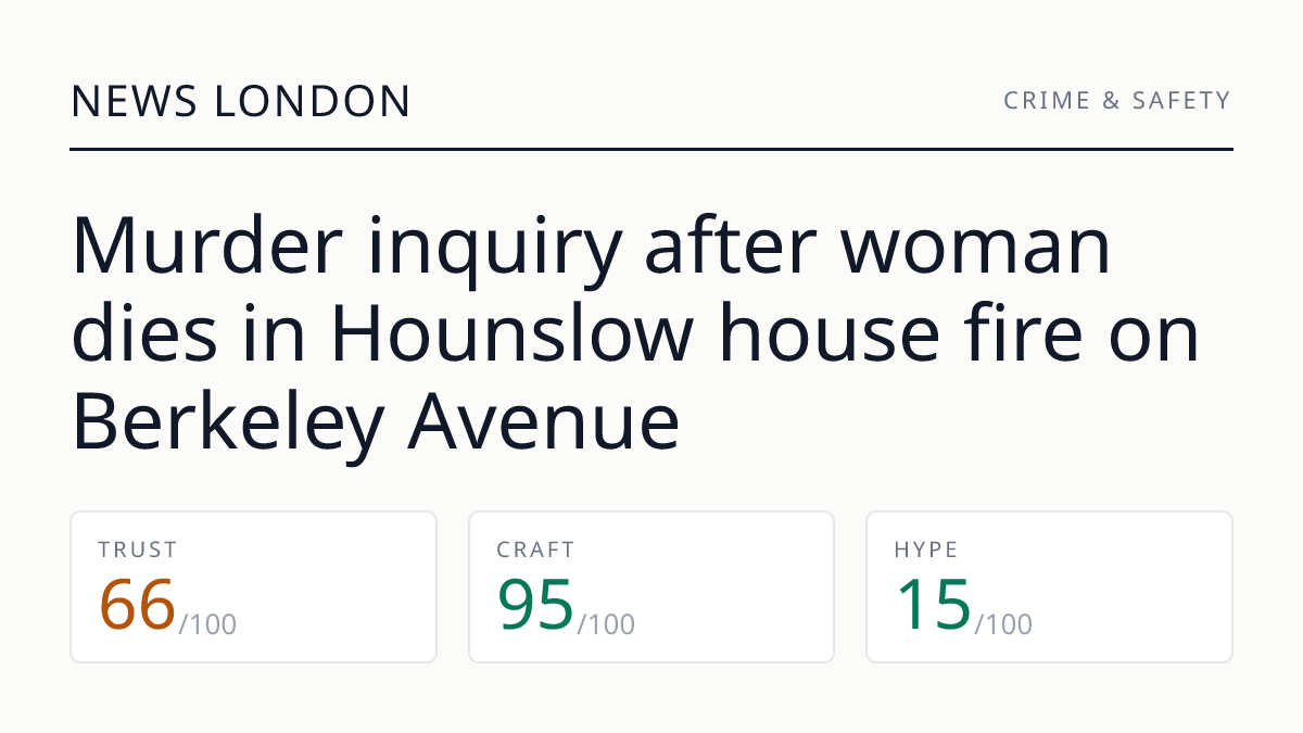 Murder inquiry after woman dies in Hounslow house fire on Berkeley Avenue
