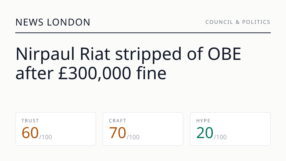 Nirpaul Riat stripped of OBE after £300,000 fine