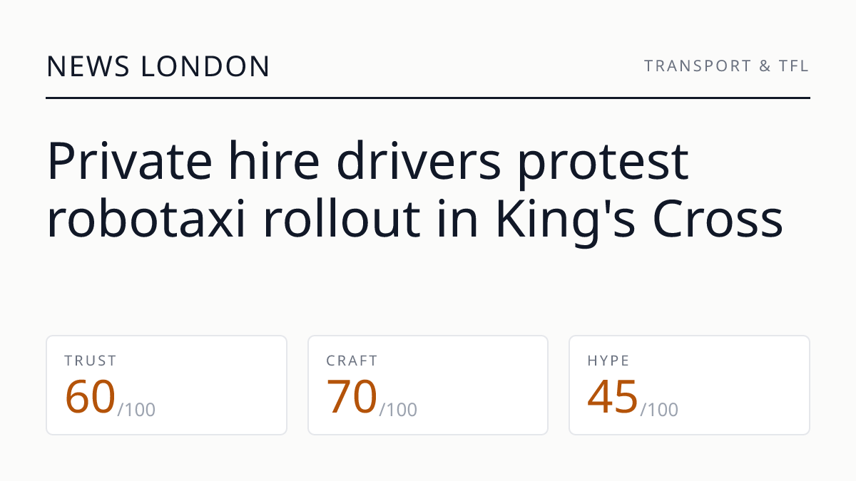 Private hire drivers protest robotaxi rollout in King's Cross