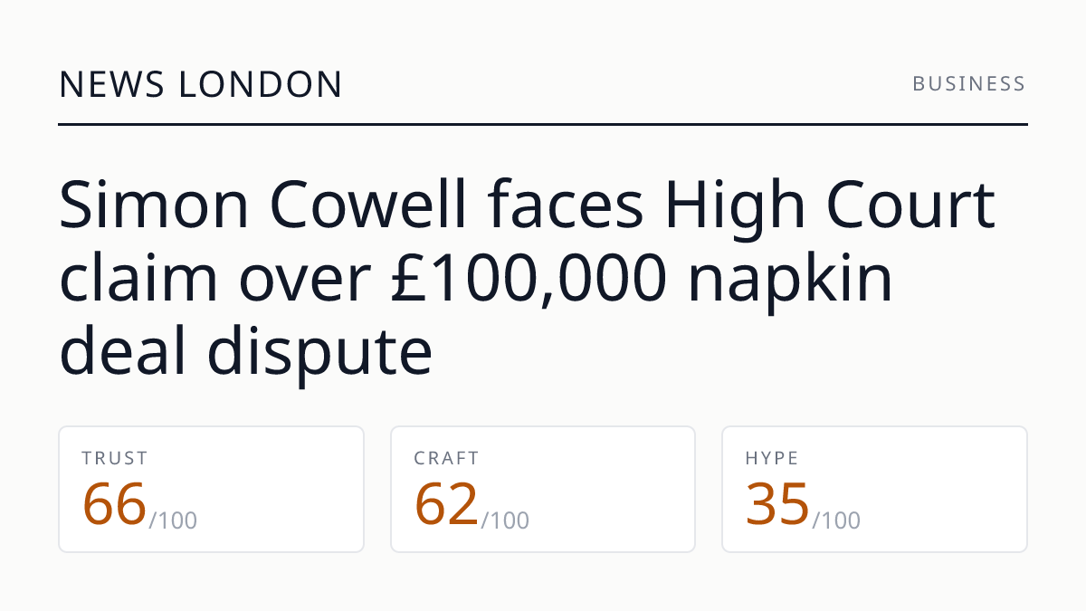 Simon Cowell faces High Court claim over £100,000 napkin deal dispute