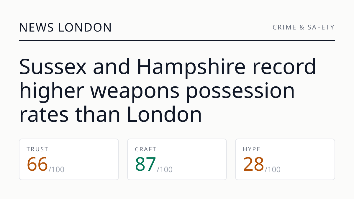 Sussex and Hampshire record higher weapons possession rates than London