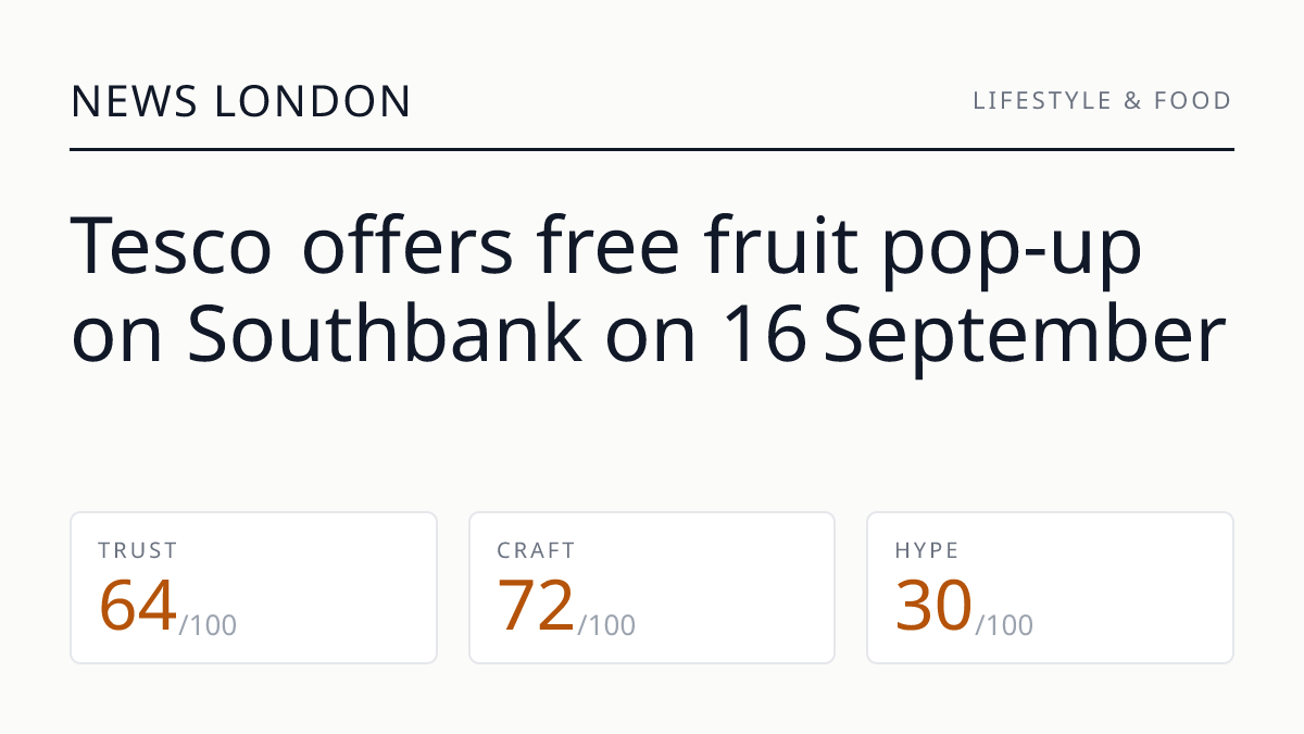 Tesco offers free fruit pop‑up on Southbank on 16 September