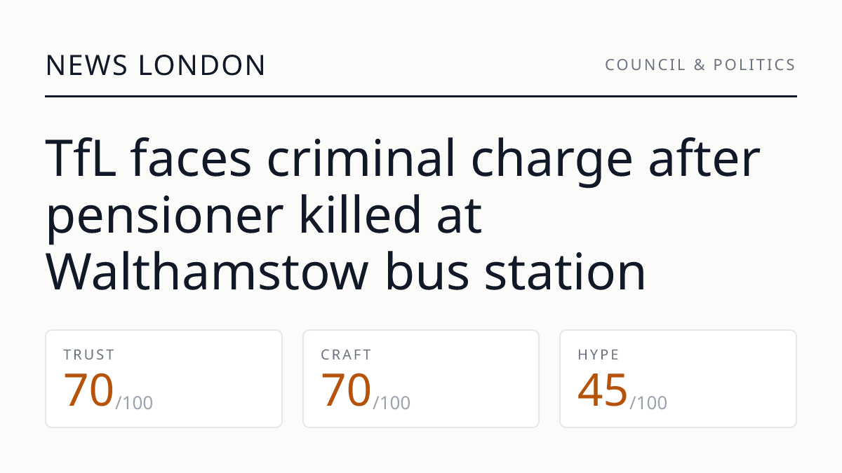 TfL faces criminal charge after pensioner killed at Walthamstow bus station