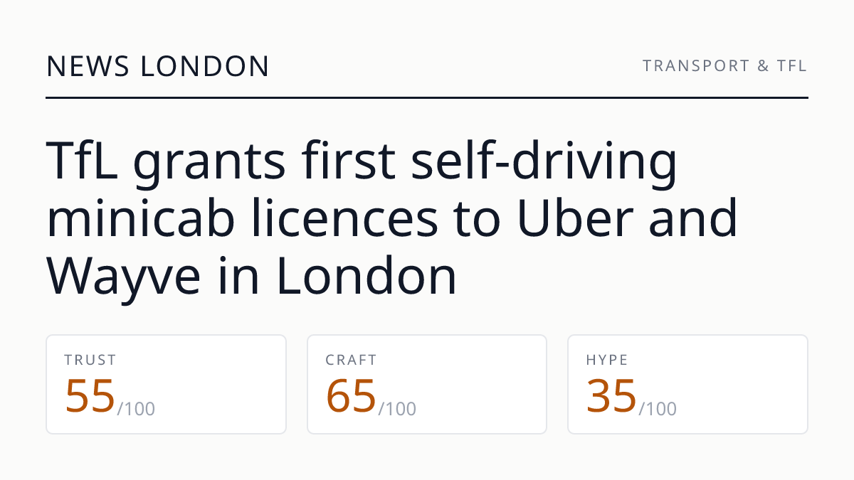 TfL grants first self-driving minicab licences to Uber and Wayve in London