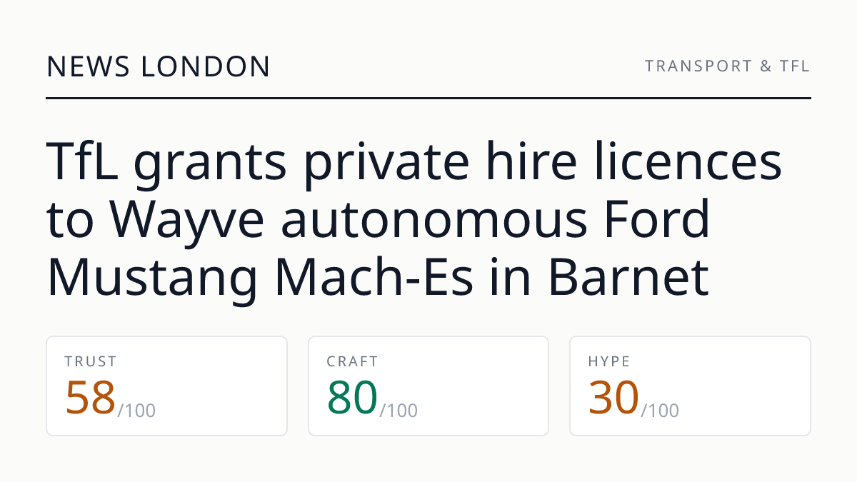 TfL grants private hire licences to Wayve autonomous Ford Mustang Mach-Es in Barnet