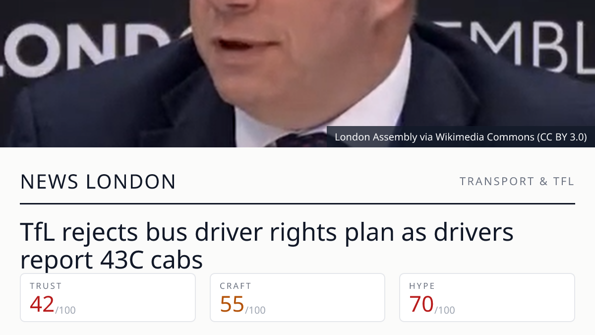 TfL rejects bus driver rights plan as drivers report 43C cabs