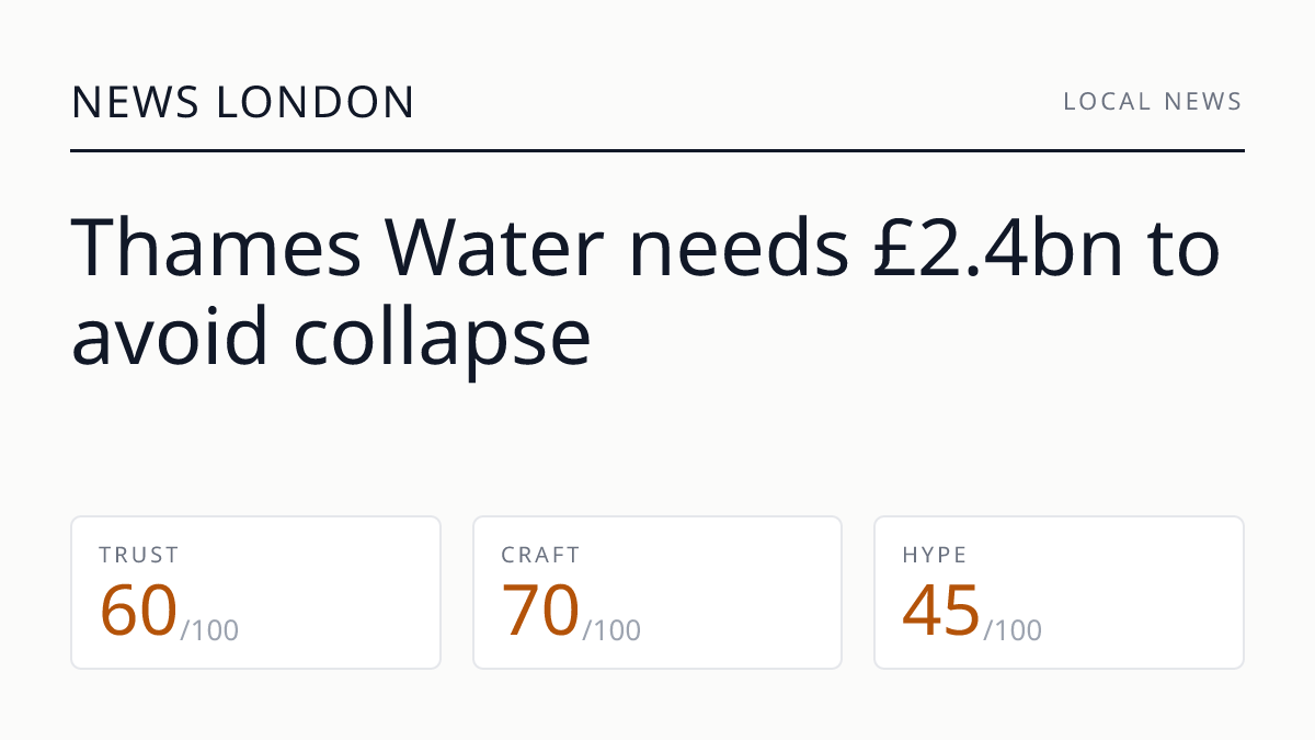 Thames Water needs £2.4bn to avoid collapse
