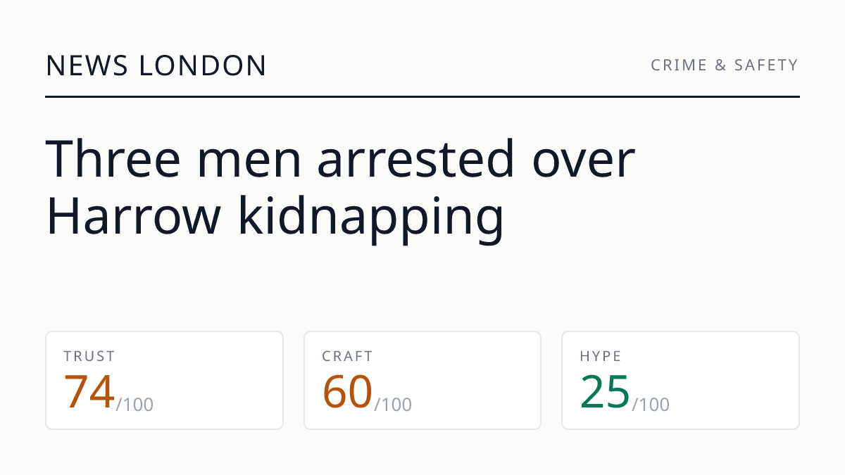 Three men arrested over Harrow kidnapping