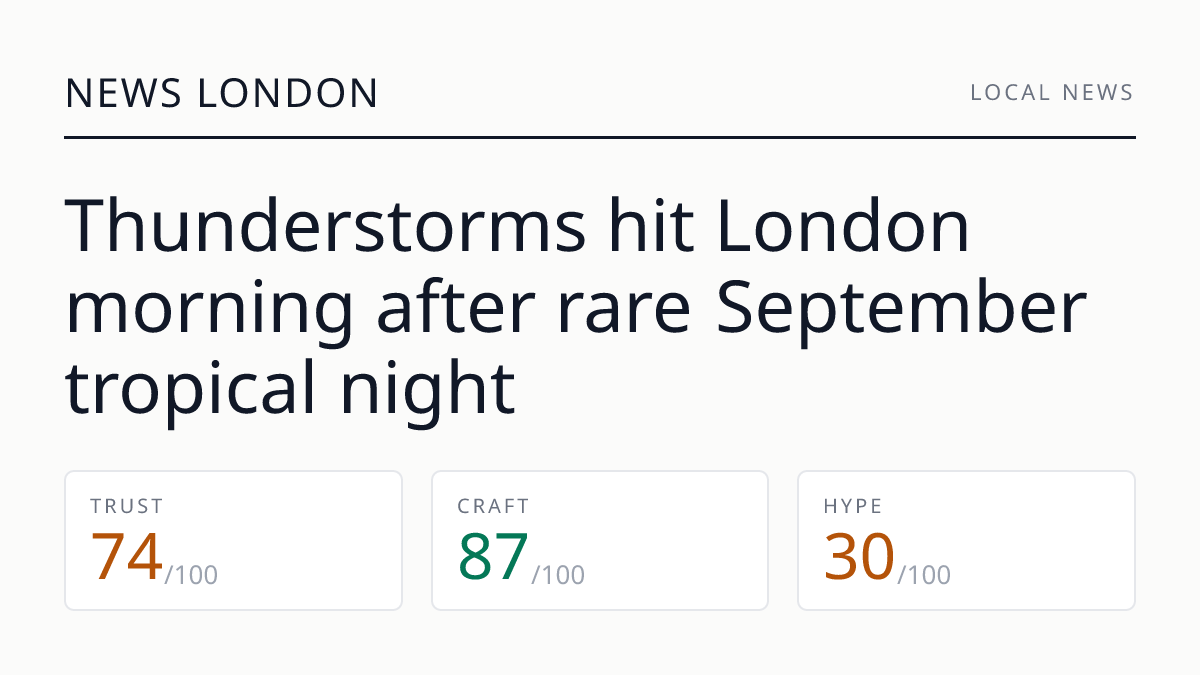 Thunderstorms hit London morning after rare September tropical night