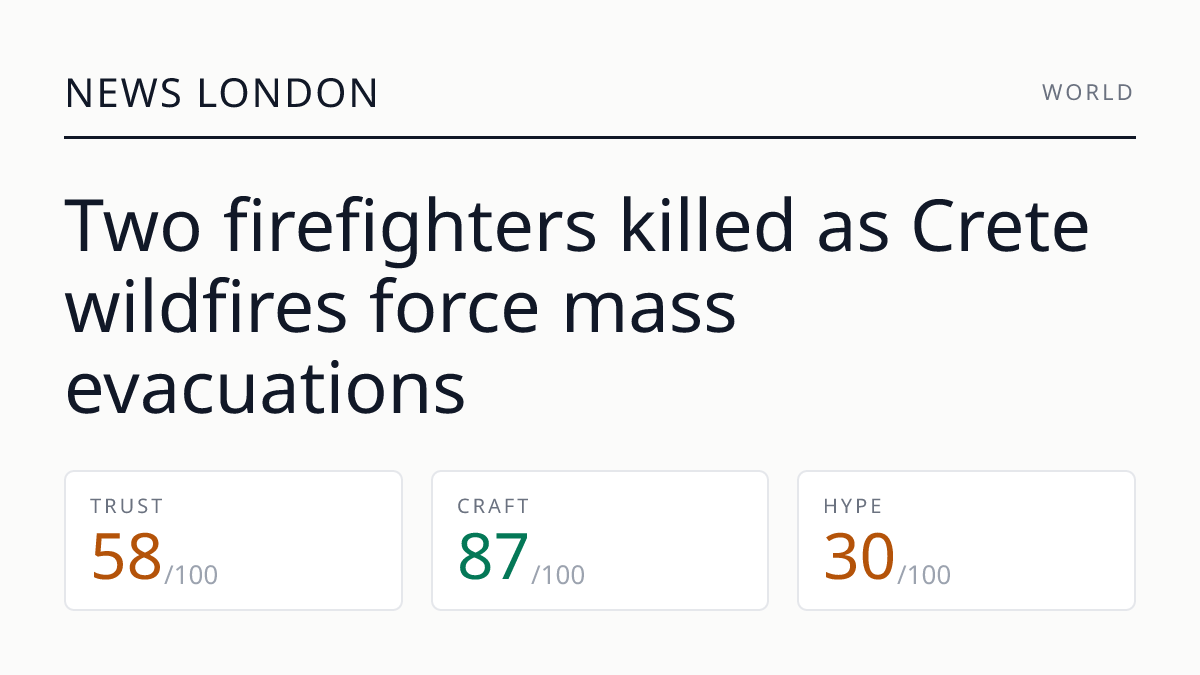 Two firefighters killed as Crete wildfires force mass evacuations
