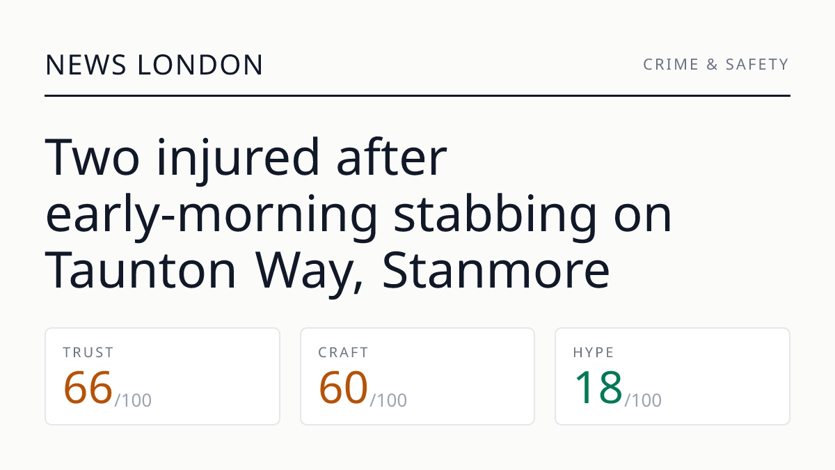 Two injured after early‑morning stabbing on Taunton Way, Stanmore