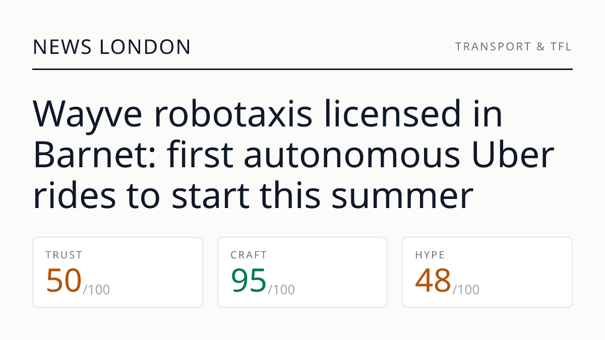 Wayve robotaxis licensed in Barnet: first autonomous Uber rides to start this summer