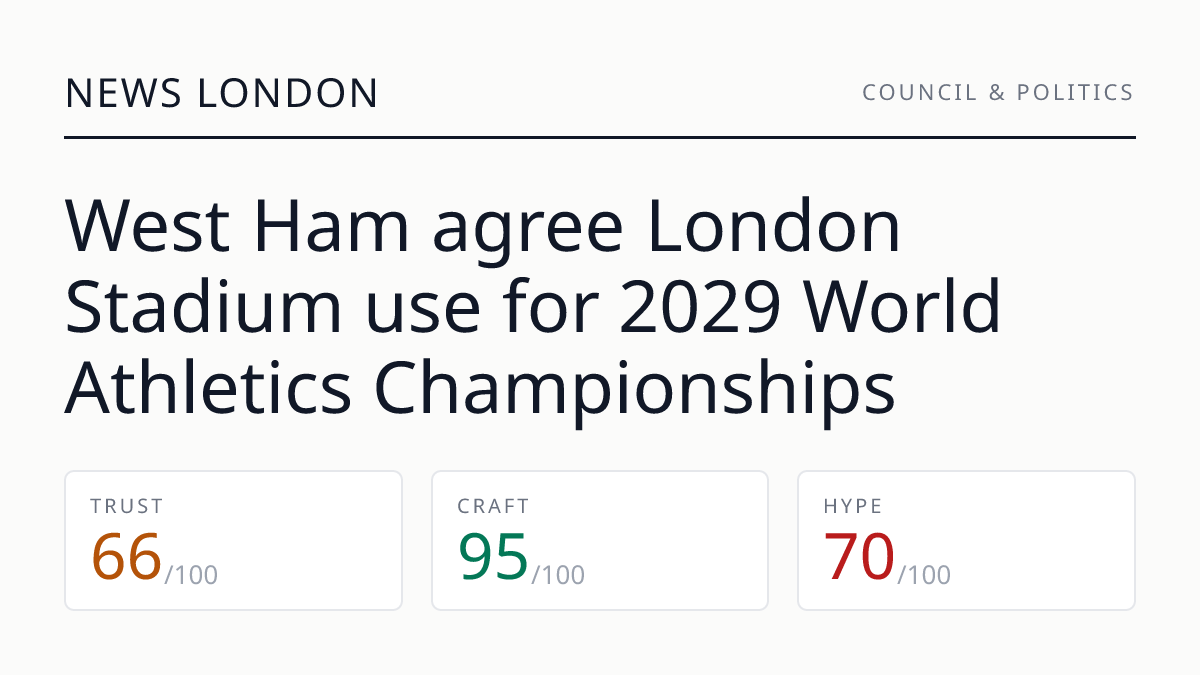 West Ham agree London Stadium use for 2029 World Athletics Championships