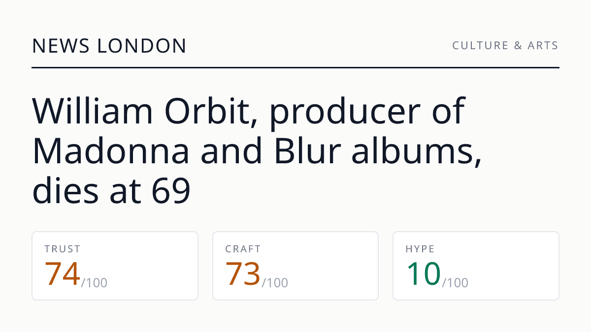 William Orbit, producer of Madonna and Blur albums, dies at 69